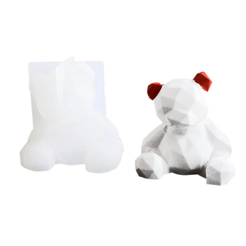 3D DIY силиконовая форма стерео Геометрия Медведь Форма Зеркало украшения медведь