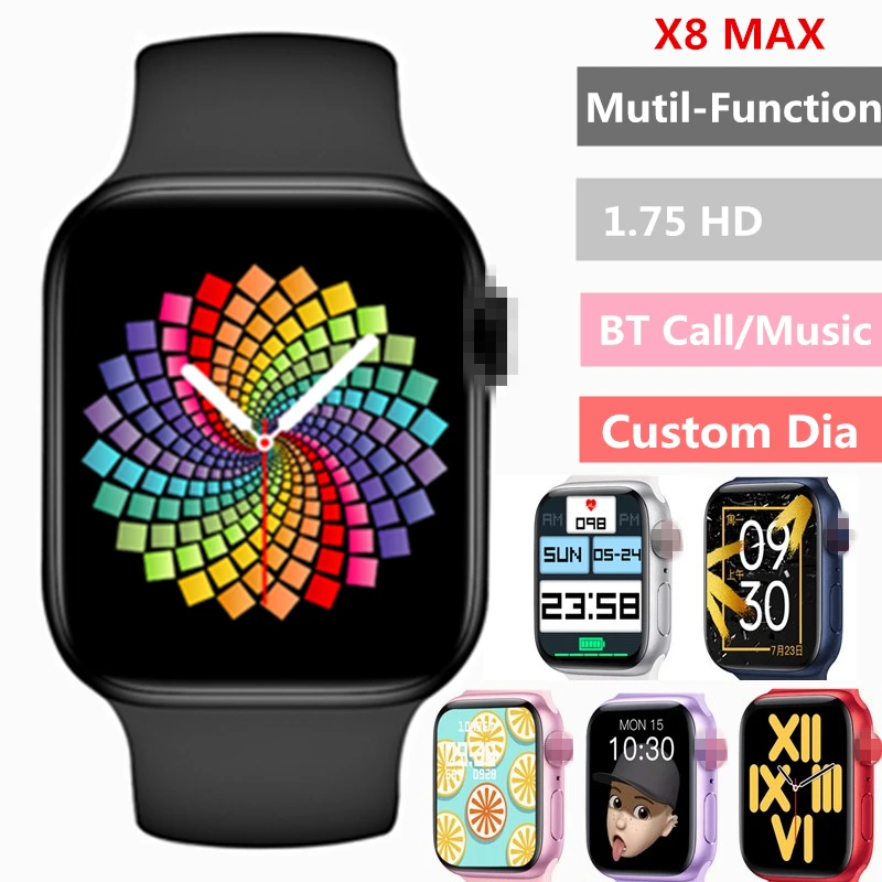 Permalink to 2021 Original X8 Max Smart Watch 1.75inch Custom Dia BT Call  Sports Sleep Monitor Heart-rate Men Woman iwo Smartwatch PK iwo13