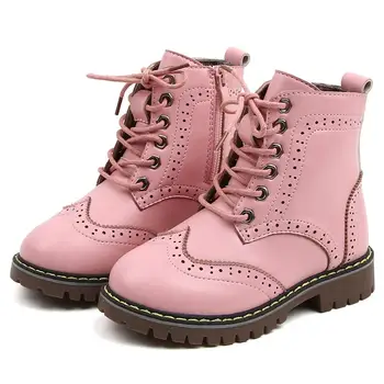 

Children Kids Girls Boys Warm Waterproof Boots Ankle Sport Short Martin Bootie Solid Casual Lace-Up Winter Snow Shoes