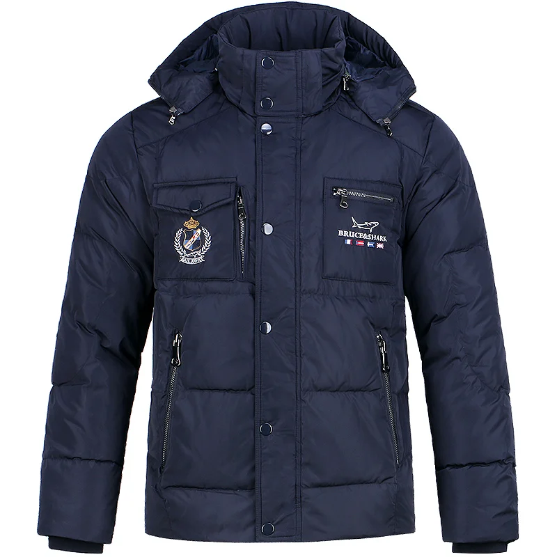 New Down Feather Men's Jacket Thickened Bruce&Shark 70% Gray Duck Down Men Coats Fashion Casual Winter Warm Big Size 3XL