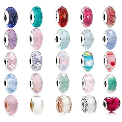 Fine Glass Beads Jewelry For Women 100% 925 Sterling Silver Accessory Fit Original Pandora DIY Feminino Bracelets Charms Beadeds