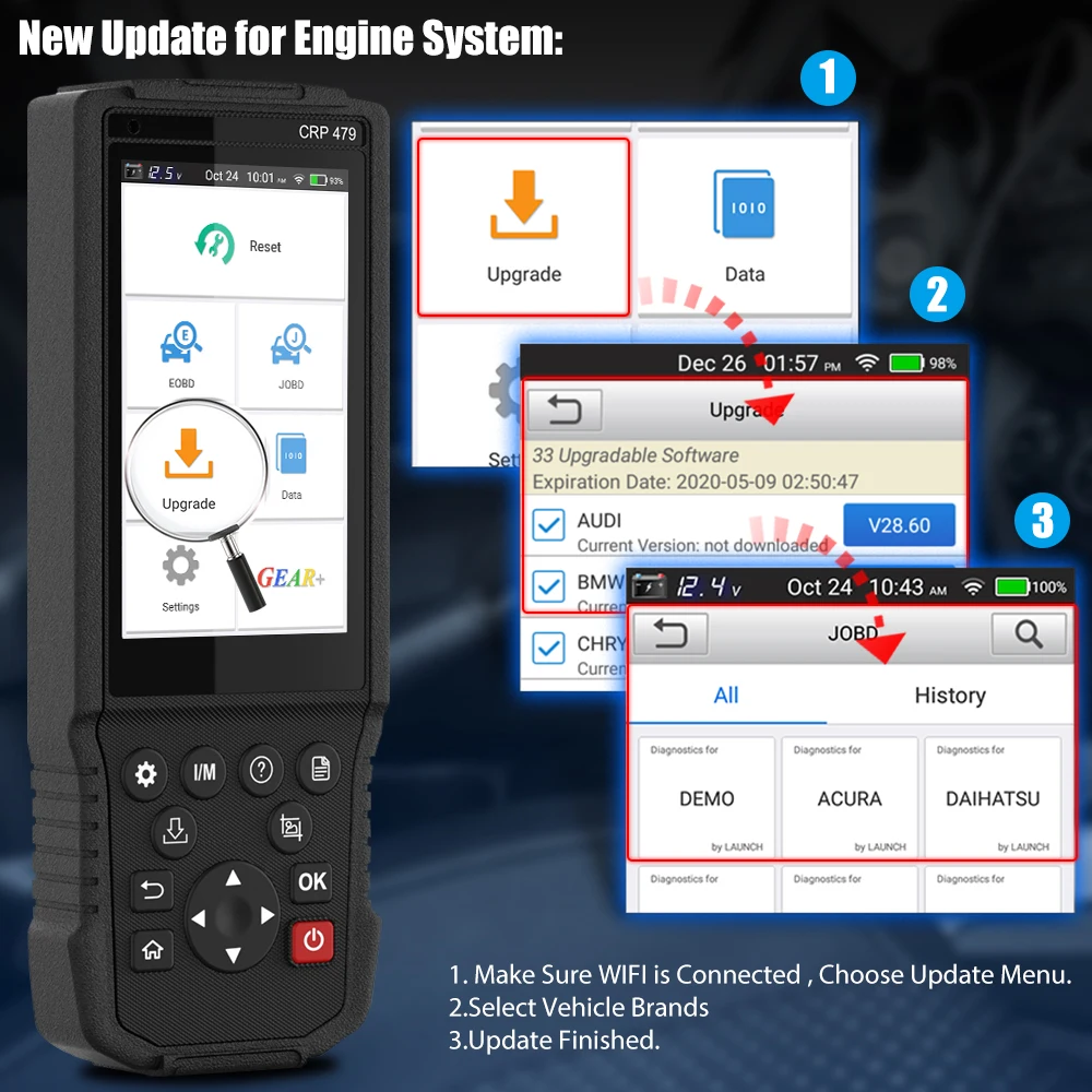 Автомобильный диагностический инструмент LAUNCH X431 CRP479 OBD2 сканер для диагностики