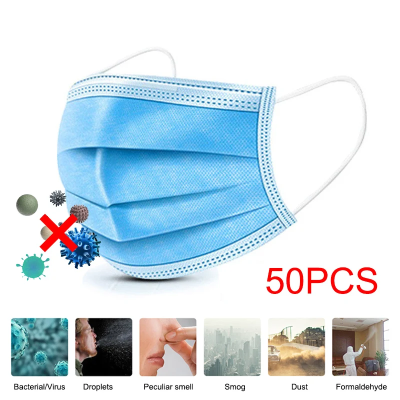 

N95 3 Layer Personal Protective Mask Droplets protection Disposable Face Masks Elastic Ear Loop Dust Filter Safety Mask