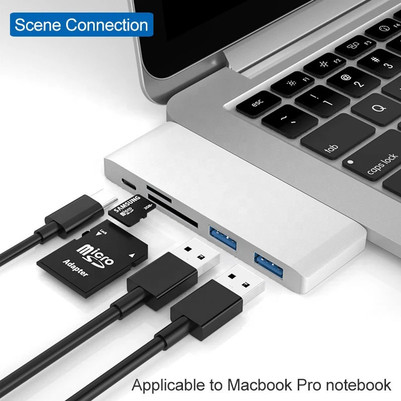 

High quality 5 in 1 hub usb type-c dock type-c usb3.0*2 TF/SD multi-port adapter for ipad macbook
