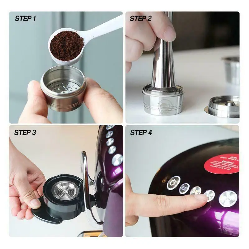 Капсулы для кофе из нержавеющей стали cafessimo с ложкой и щеткой