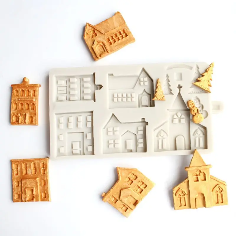 3D рождественский дом силиконовые формы инструменты для украшения тортов из мастики шоколадный пластырь сахарное ремесло форма для выпечки