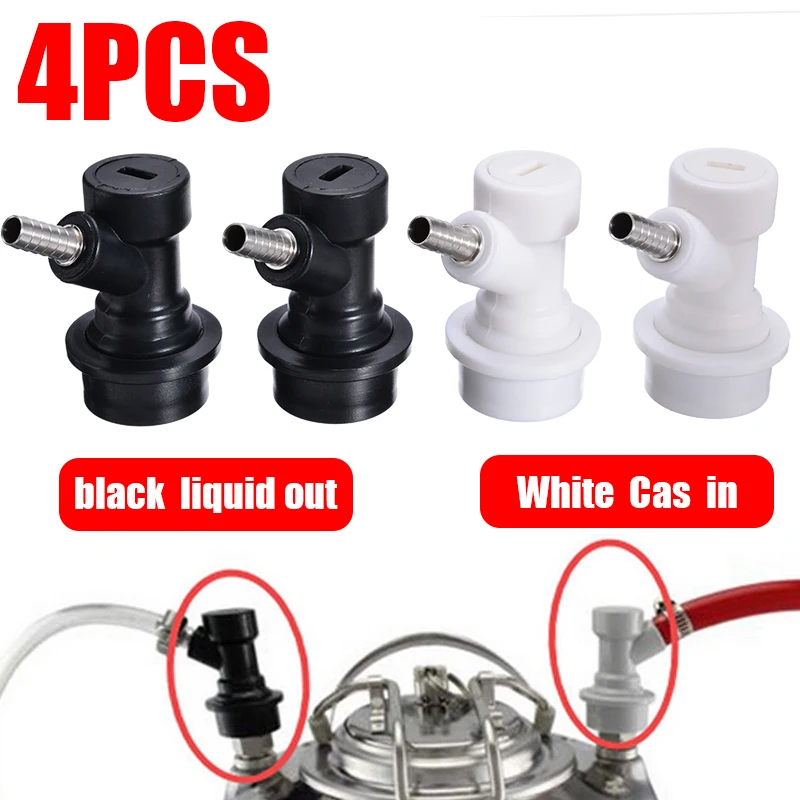 

4pcs Beer Keg Liquid/Gas Connector Ball Lock Homebrew Wine Disconnect Barb Tap Barware Replacement