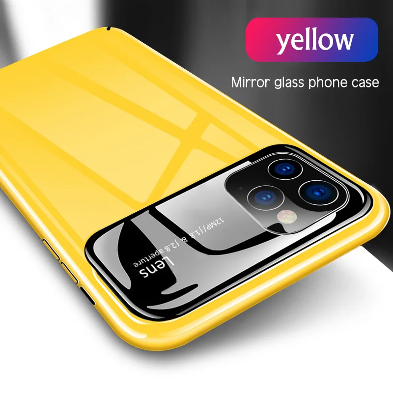 Роскошный стеклянный чехол для iPhone 11 Pro MAX 6,5 6,1 5,8, модный ультратонкий защитный чехол для iPhone XS MAX XR X 7 8 Plus, чехол - Цвет: Yellow
