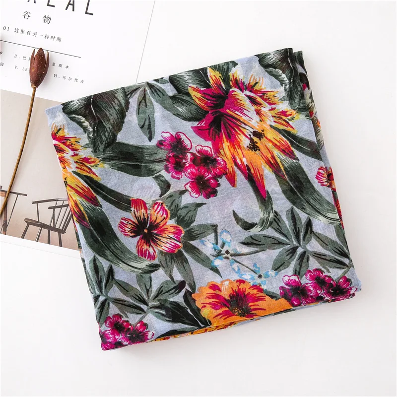 

2020 Luxury Brand Winter Scarf women vintage plant print Scarf Women Soft Pashminas shawls and Scarves Muslim Hijab plant cape