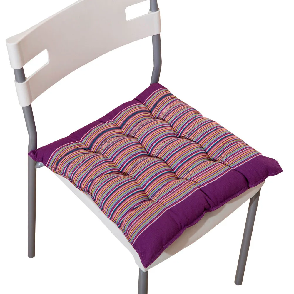 Purple Подушка для сиденья из плотного хлопка и льна, полосатая Подушка для стула, удобная грубая ткань, хлопок, в полоску, шикарный коврик, мягкий стул, офисный#45 - Цвет: Purple