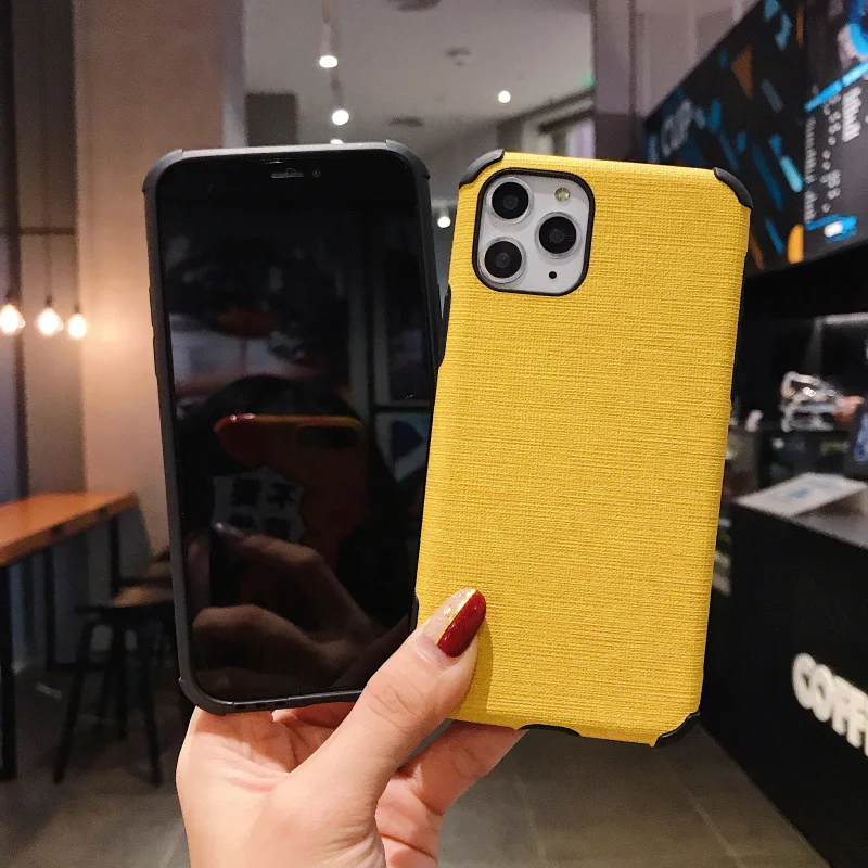 Роскошный тканевый чехол для телефона для iPhone 11 Pro Xs Max Xr X 8 7 6s 6 Plus Coque мягкая Защитная силиконовая Крышка черный желтый