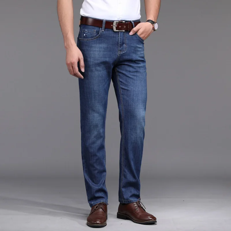

Spring New Style Jeans Men's Straight-Cut Loose-Fit Stretch Pants Men's Summer Brand Business Casual Pants Men's 9901 Blue