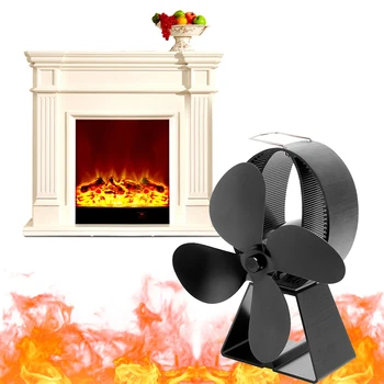 

ZJ-2 4 Blade Heat Thermal Power Fan Fireplace Fan Powered Stove Fan Wood Log Burner Fireplace Eco Friendly Fan