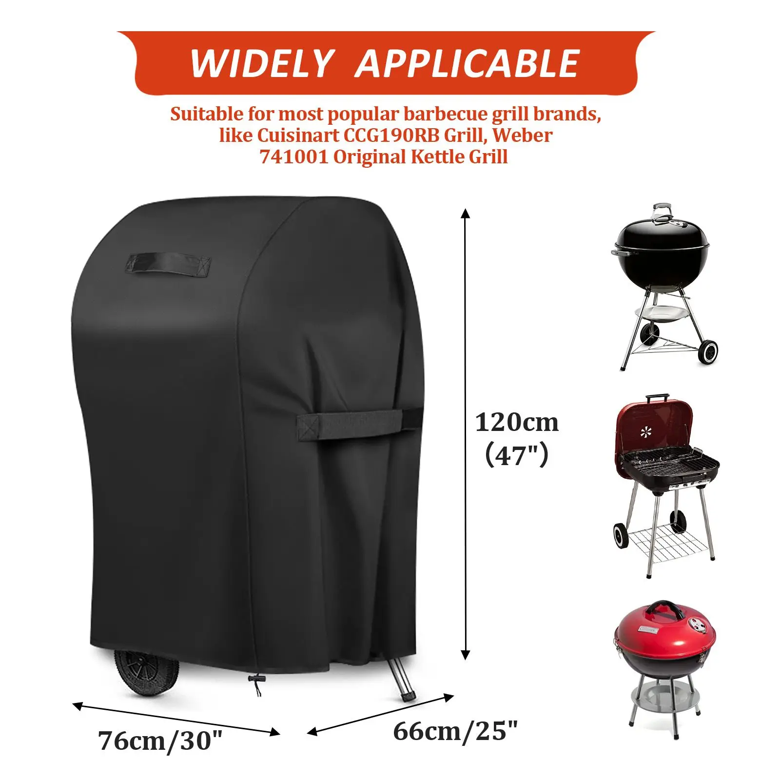 BBQ Grill Cover Heavy Duty Small Gas Grill Barbecue covering Waterproof/Windproof/Dust UV Resistant Covers 76x66x120cm