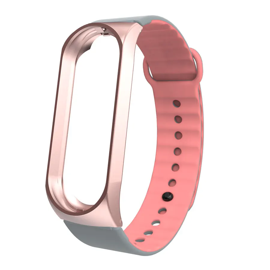 Для mi Band 3 ремешок из металлической нержавеющей стали для Xiaomi mi Band 3 металлический ремешок браслет mi band 3 браслеты Pulseira mi band 3 - Цвет: Rose gold