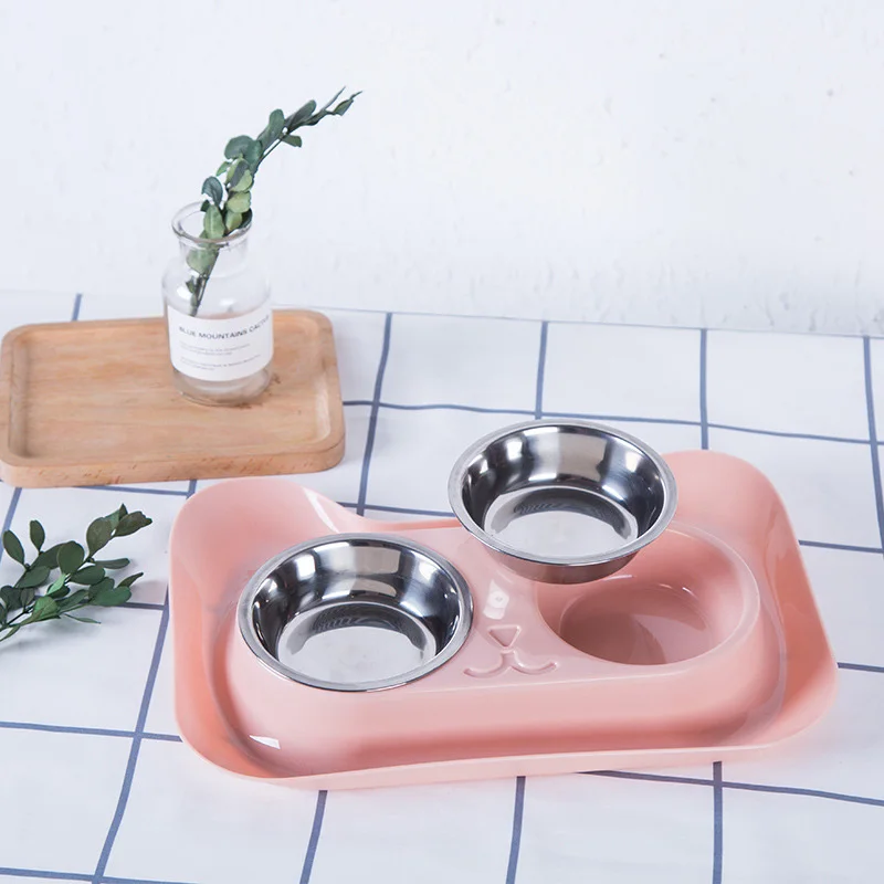 Двойная миска для кошек кормушка воды домашних животных симпатичная из
