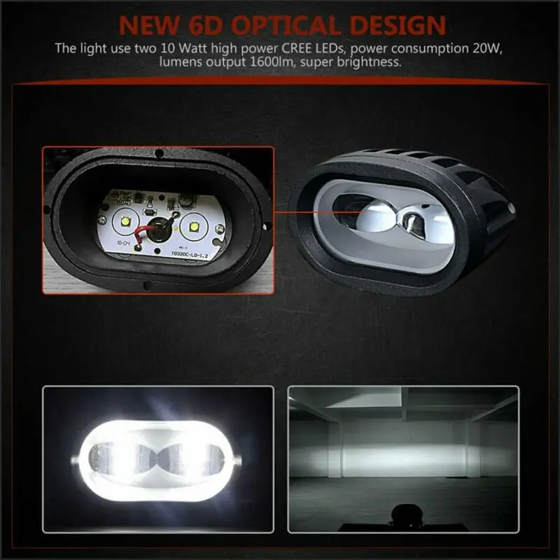 Авто светодиодный фонарь аварийный открытый 6D 20W ATV трактор внедорожный вождения