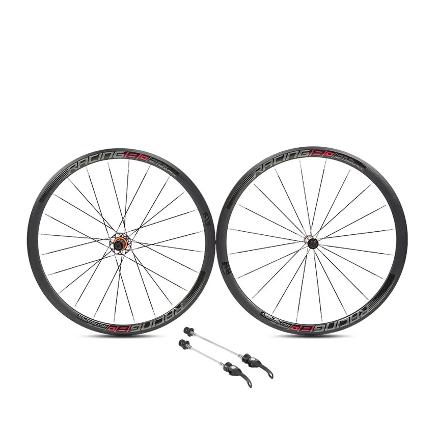 Ultra-light aluminum alloy 700C road bike wheelset 36mm flat spokes rim sealed bearing carbon fiber hub wheel set