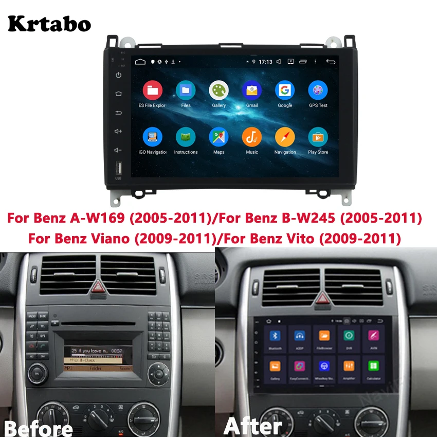 Krtabo автомобильный радиоприемник андроид мультимедийный проигрыватель 4G ram для Benz A-W169 B-W245 для Benz Viano для Benz Vito