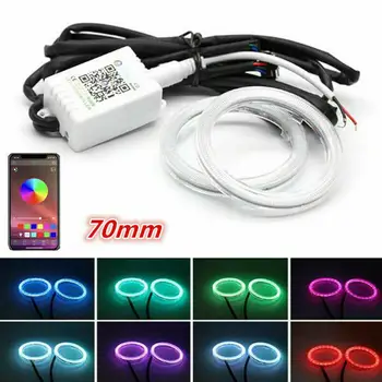 

Angel Eyes Bluetooth APP Control RGB Halo Rings COB Driving Led Car Headlight Signal 60-70-80-90-95-100-110-120mm Auto Shel K8H6