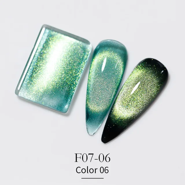 Vendeeni New Colourful Crystal Cat Eye Gel Nail Polish 9D Aurora Cat's Eye Gel Varnish Magnetic Hybrid UV Soak Off Gel Lacquer F07-06