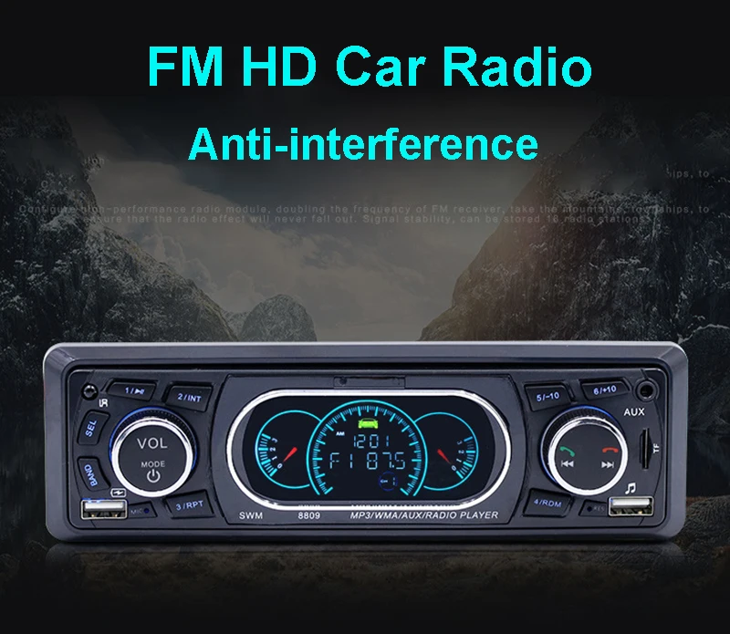 1 Din Bluetooth Car Radio FM MP3 Player AUX Audio Output 12V TF Card U Disk Reader In Dash Car Radio Stereo With Remote Control