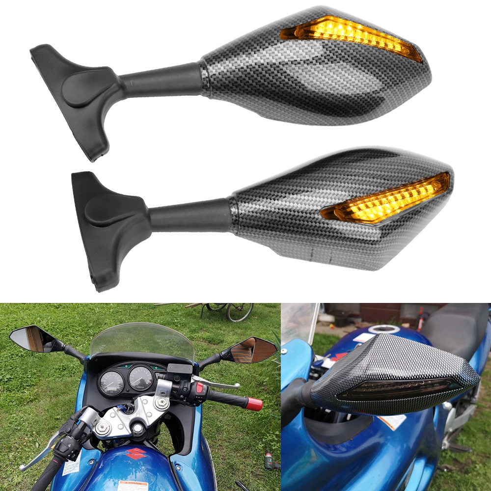 Встроенная светодиодная сбоку зеркала Зеркало заднего вида мотоцикла Aaccessories