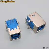ChengHaoRan-Interfaz de alta velocidad USB tipo B, conector hembra de plástico azul 3,0, puerto de 90 grados, interfaz de impresora hembra, 2 uds.