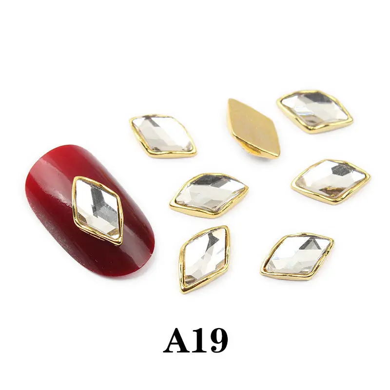 A19 30 kinds style crystal strass nail art stones alloy 3d decor sparkle nail charms rhinestones for designer jewelry accessories - Цвет: A19