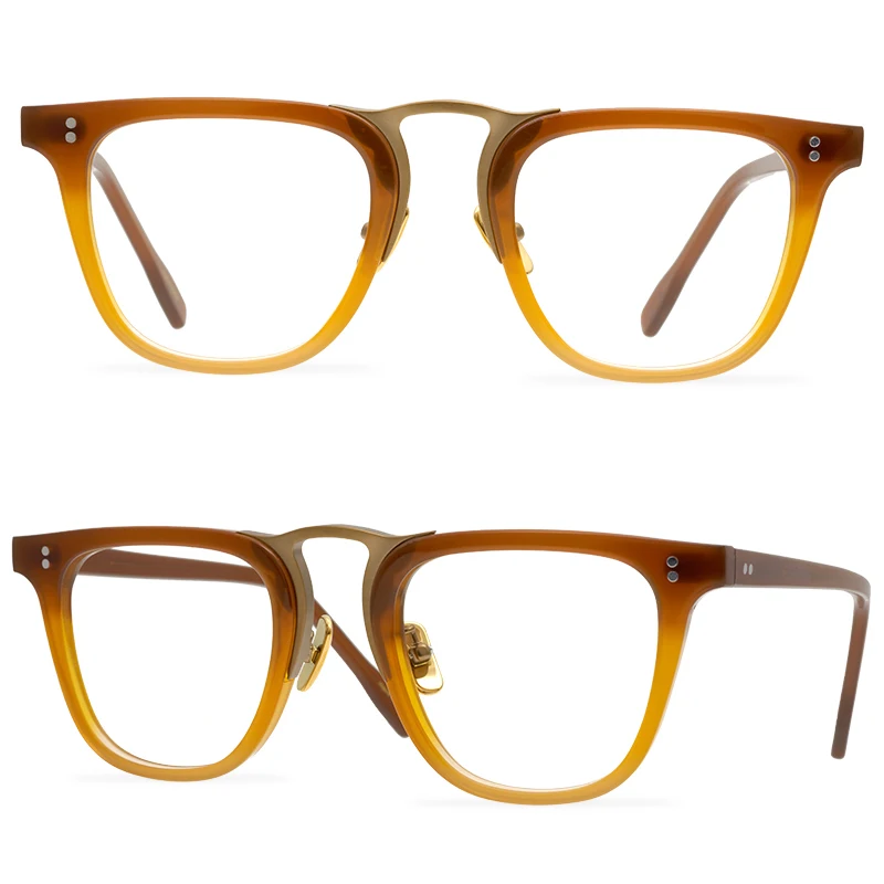 

Fashion Retro Acetate Large Frame Flat Glasses Business Full Frame Glasses