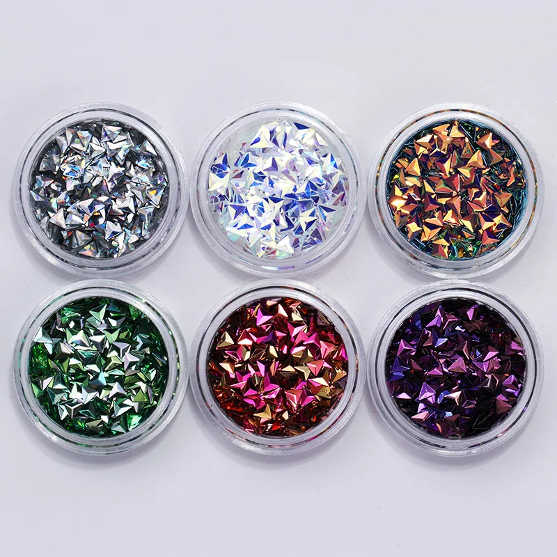 Set 5 Nail Sequins Flakes Mixed Size Holographic Paillette Glitter Powder 3D Nail Art Decoration Nail Designs Tips 6 Boxes/Set - Цвет: Set 5