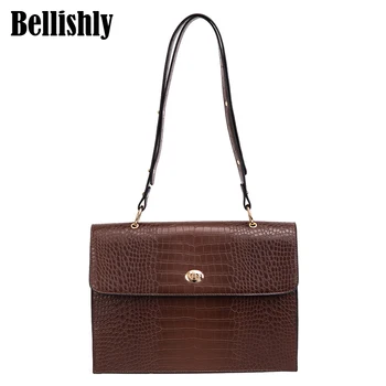 

Bellishly women ALLIGATOR Pattern briefcase Ladies's Business shoulder Bags female PU Leather Tote Handbags Casual girls bag