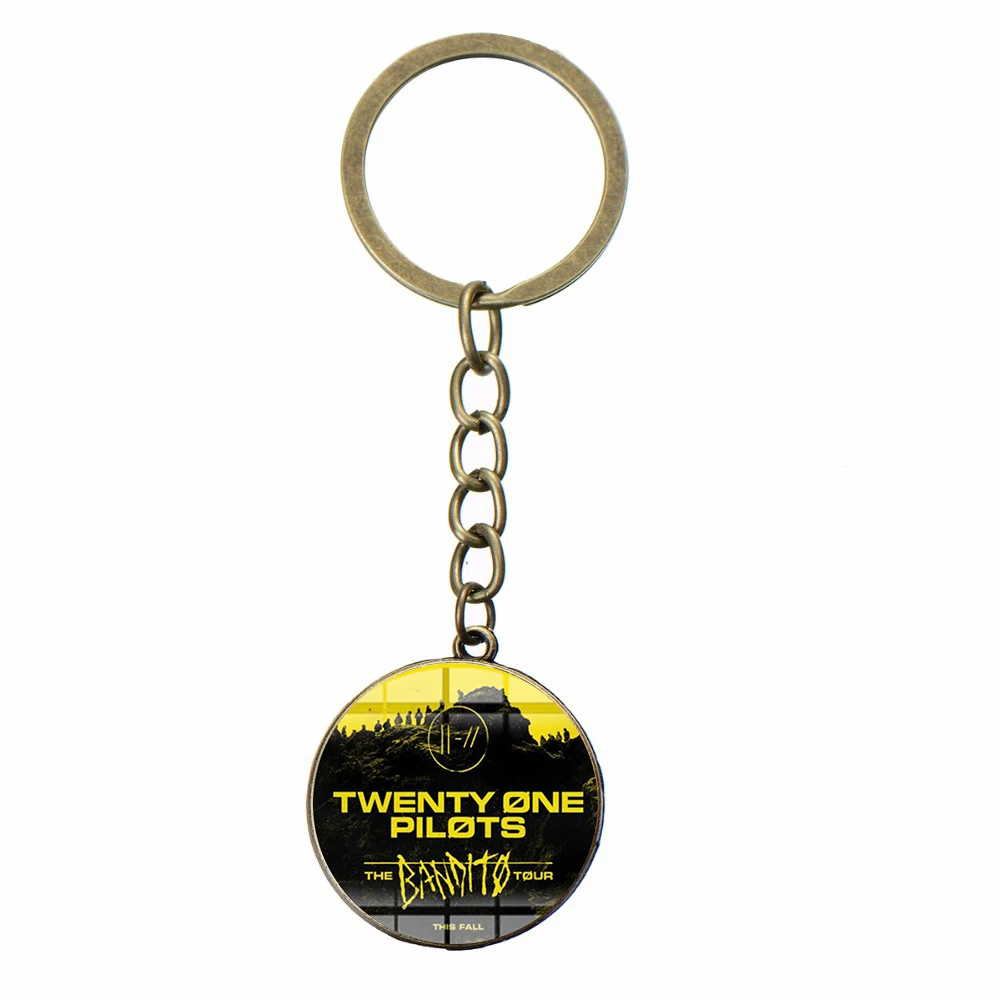 SONGDA панк Twenty One Pilots брелок для мужчин и женщин модная рок-музыка Группа Знак стеклянный кабошон кулон брелок для ключей цепочка для фанатов - Цвет: Style 14