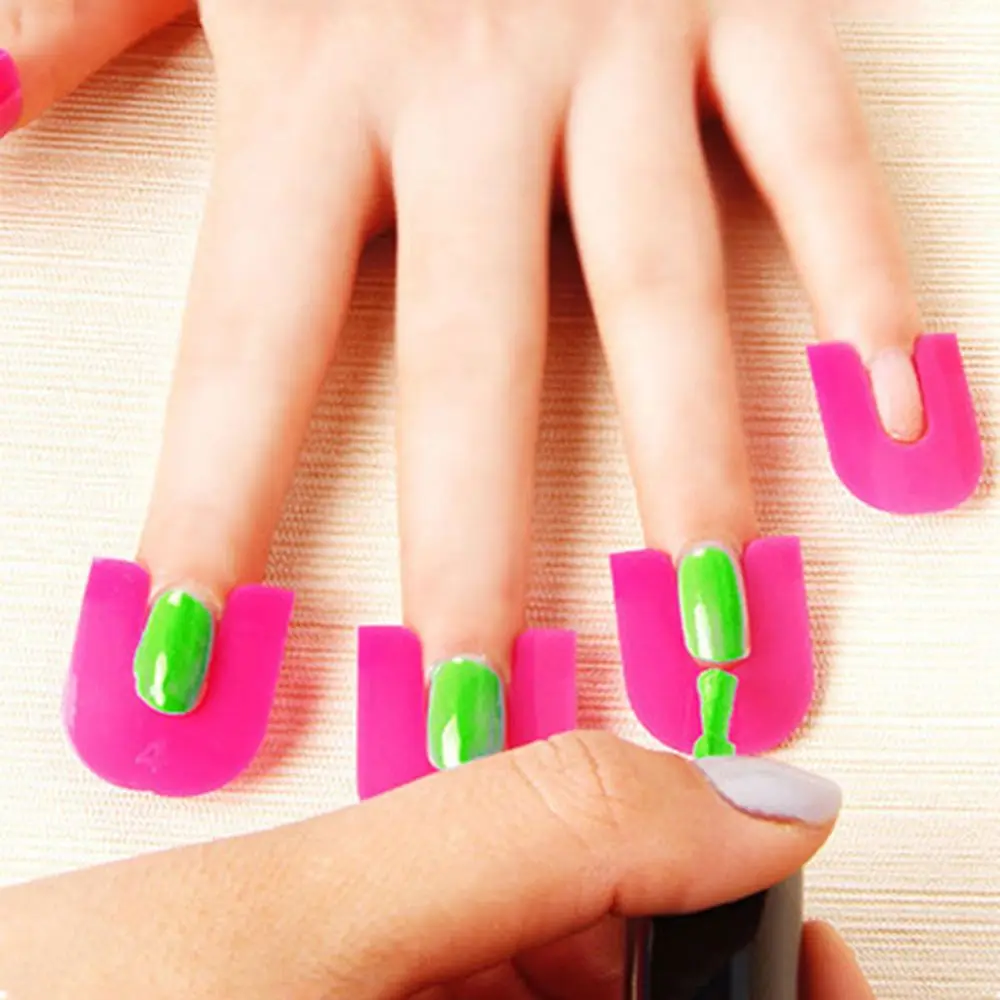

26 Pcs/lot Nail Polish Edge Anti-Flooding Plastic Template Clip+1 Pc Sticker Tool Showy Chic Free Manicure Tools dropshipping