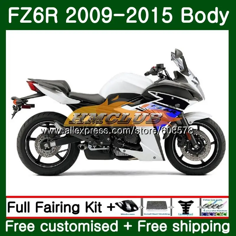 Корпус обтекателя Для YAMAHA FZ6N FZ6 R FZ 6R 2009 2010 2011 2012 2013 2014 2015 Белый Черный 62CL.17 FZ6R 09 10 11 12