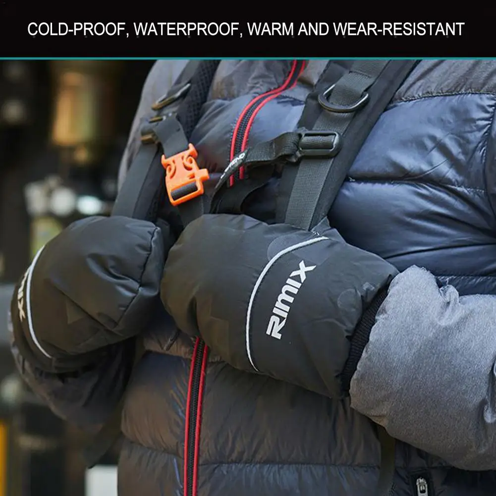 1 Pair Winter Down Mittens Women Men Waterproof Windproof Skiing Camping Hiking Snowboard Snowmobile Cycling Gloves 3
