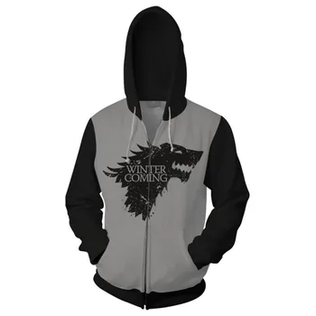 

Movie Game of Thrones Jon Snow Hoodies Cosplay Men women Costumes Jon Snow 3D Print Zip Up Hoodies Sweatshirt sports hoodie