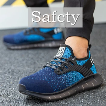 

Men Women Safety Shoes Breathable Outdoor Shoes Steel Toe Puncture-Proof Work Sneakers Shoes