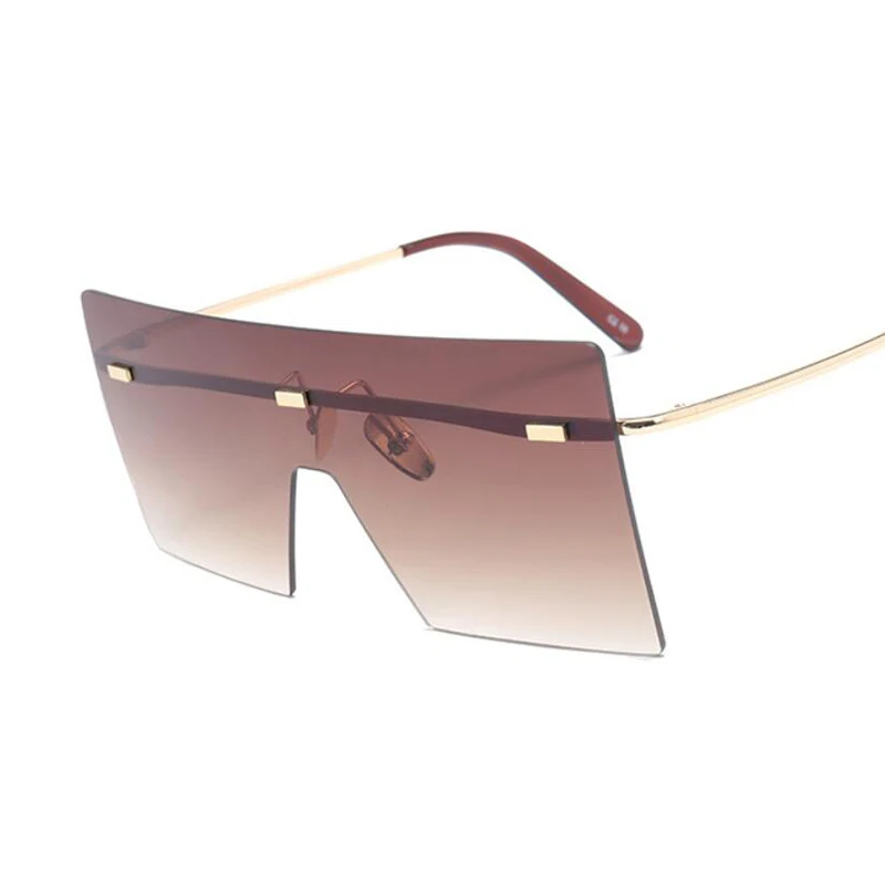 Негабаритные коричневые солнцезащитные очки Женские Ретро Винтажные Солнцезащитные очки бренда класса «Люкс» очки без оправы oculos de sol feminino большие оттенки