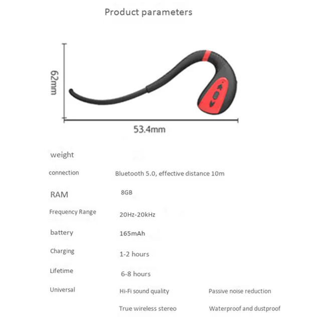 Auriculares de natación, Bluetooth y reproductor de música MP3 2 en 1, IPX8  bajo el agua de 9.8 ft, auriculares impermeables para piscina, surf