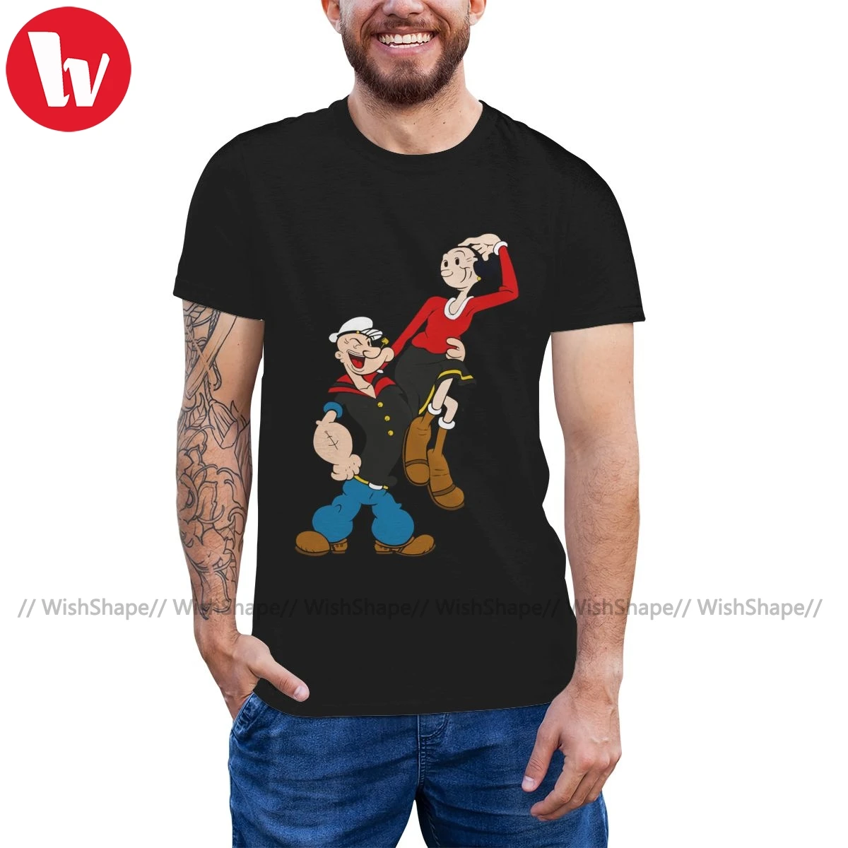 Popeye футболка моряка и его леди Потрясающие мужские футболки с графическим