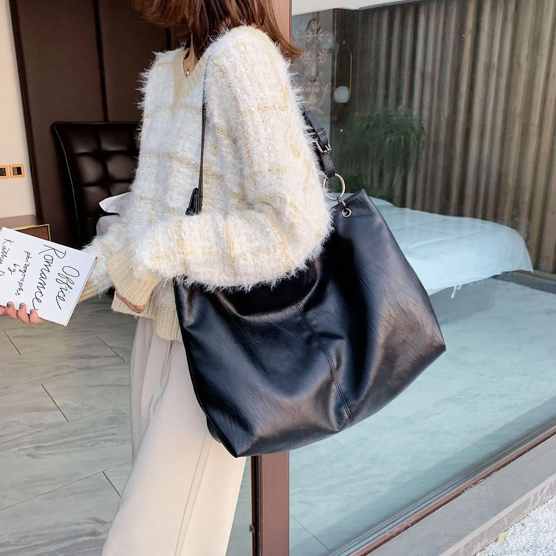 

Europe And America Bag Shoulder Bag Simple Students Handbag Hong Kong Style Large Fashion Casual Autumn And Winter Autumn New St