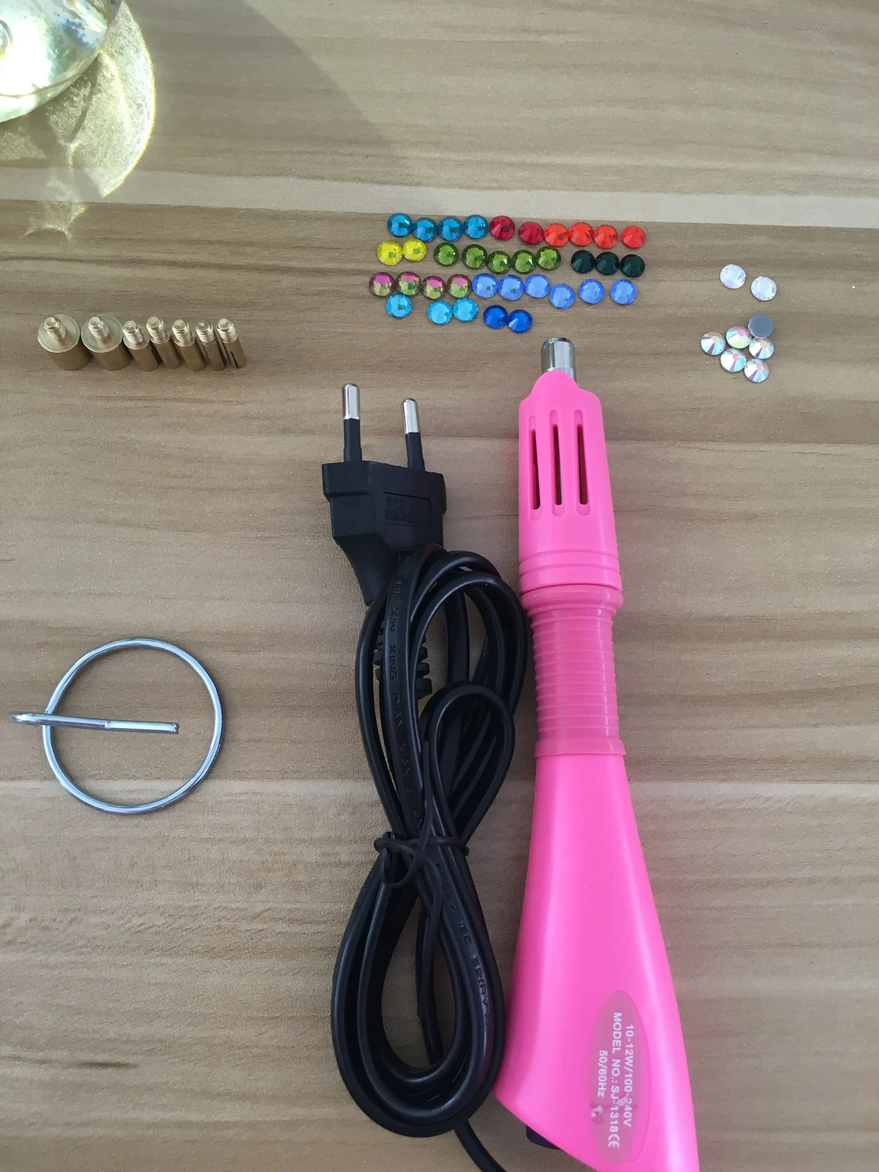 

EU plug purple/pink/white 7 Tips 5 Seconds Fast Heated! Iron-on Hot Fix Rhinestone Applicator Wand Heat-fix Tool Free Ship