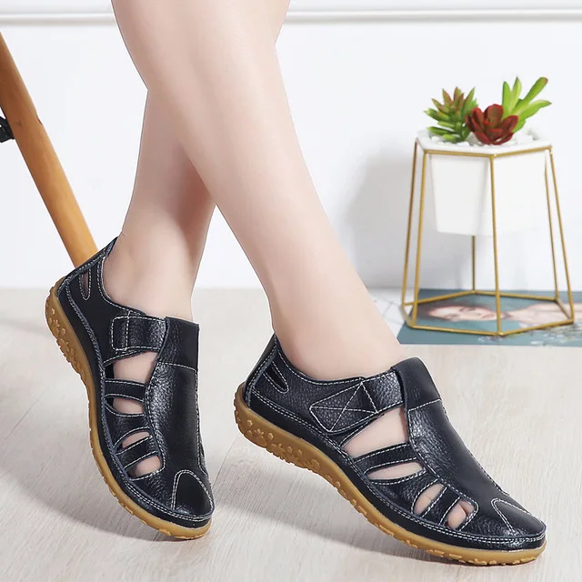 

Buckle Sandals Summer Comfortable Casual Non-slip Roman Solid Color Women's Sandals Beach Soft Female Loafers