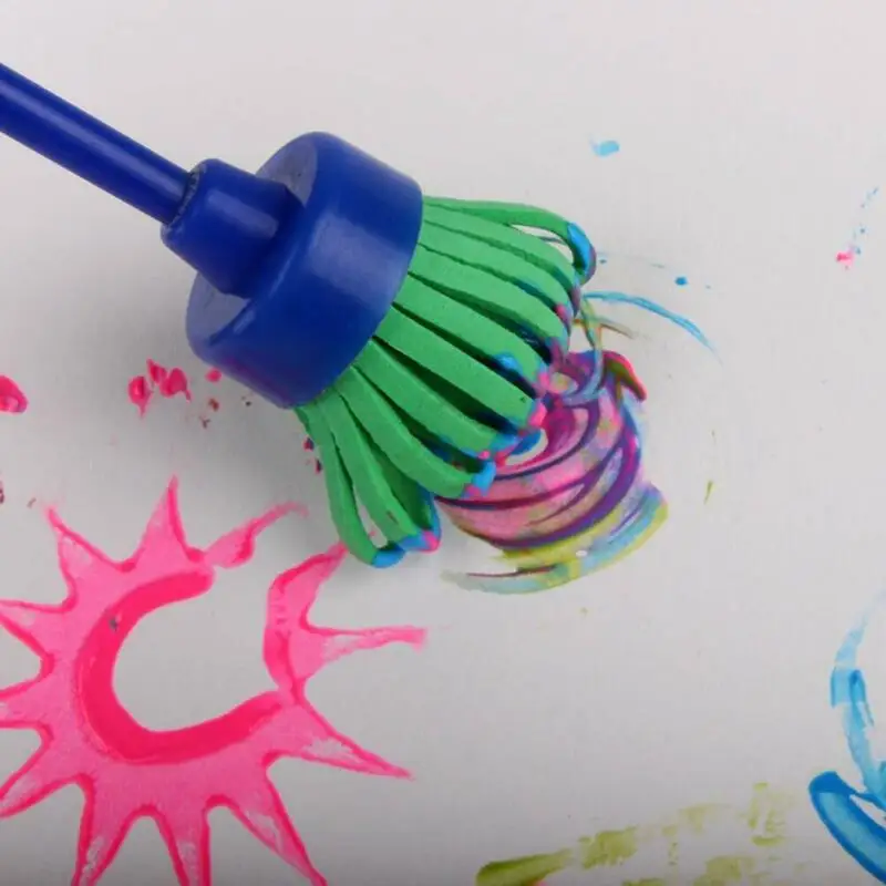 Hot 4Pcs/lot Sponge Painting Brush Flower Stamp Kids DIY Graffiti Drawing Toys