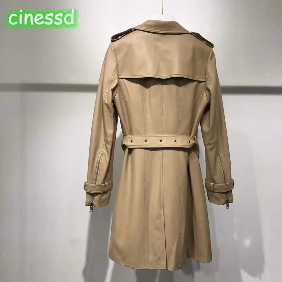 Cinessd Высококачественная натуральная овечья кожа ветровка куртка женская одежда пальто