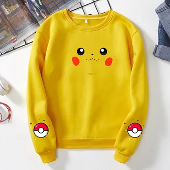 

2019 new pikapika Sweatshirt Japan Harajuku women's best-selling plus velvet round neck pullover sweatshirt XL street clothing