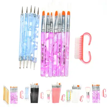 

YWK 15Pcs Acrylic Nail Art Brush Pen UV Gel Nail Polish Painting Drawing Brushes Dotting Pen Kit Clean Brush Nail Art Tool Set