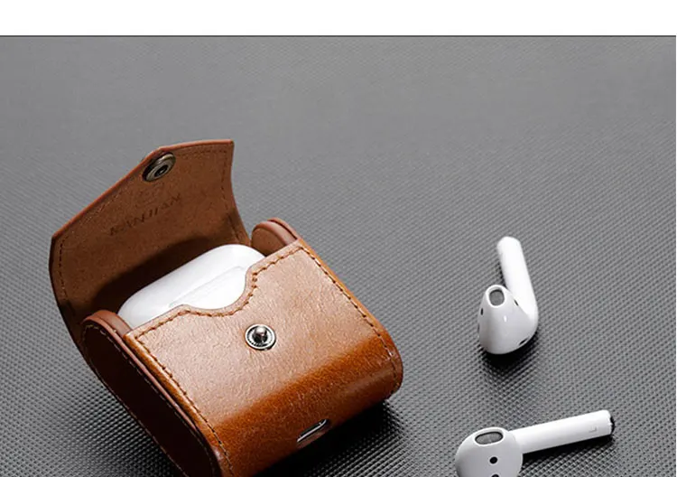 Чехол из натуральной коровьей кожи для Airpod, беспроводная Bluetooth Крышка для наушников Air Pod 2 с крючком