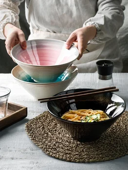 

Creative Japanese ceramic ramen bowl household large porcelain large soup salad rice beef noodle big bowl tableware